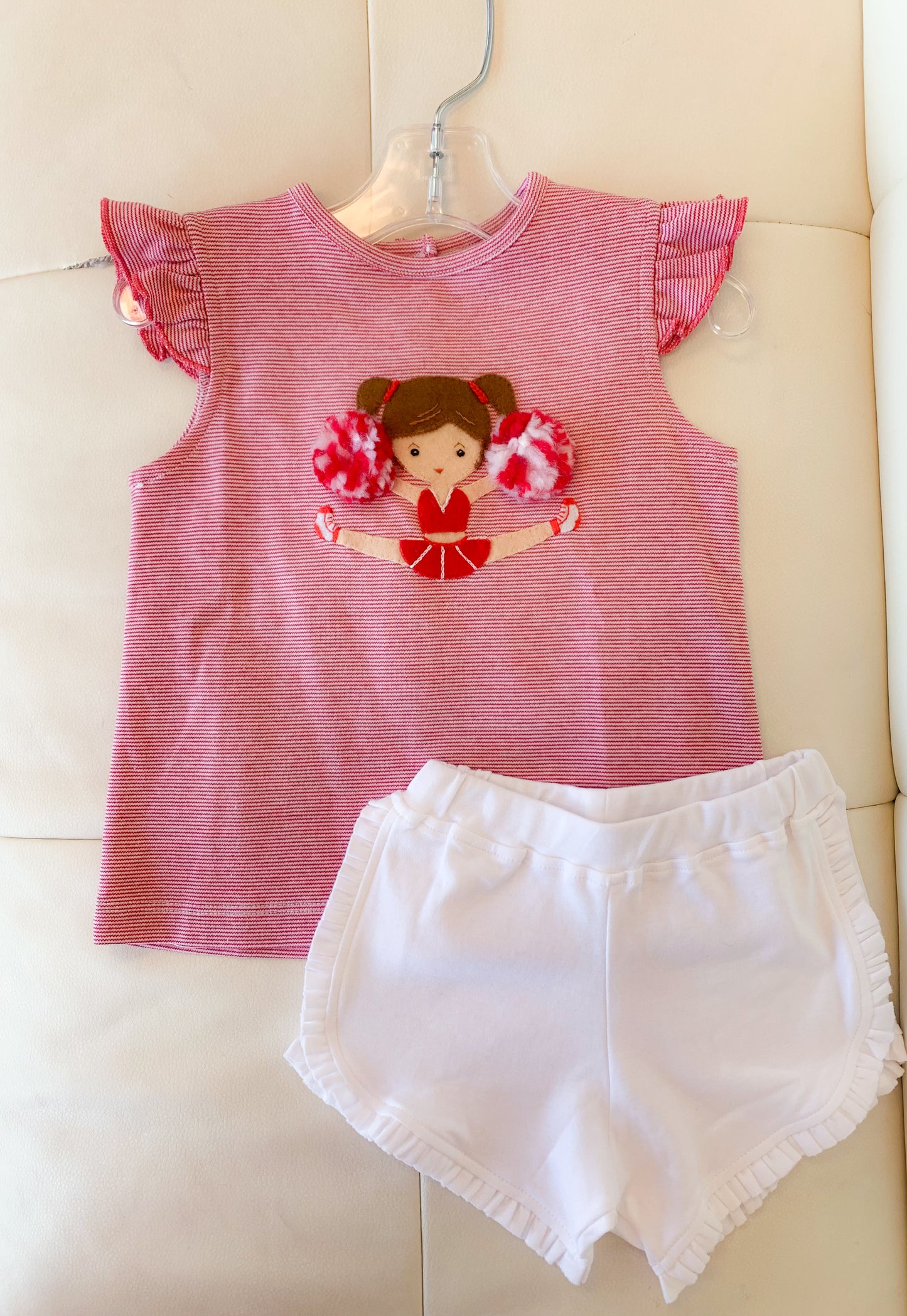 Squiggles Cheerleader Short Set Red/White