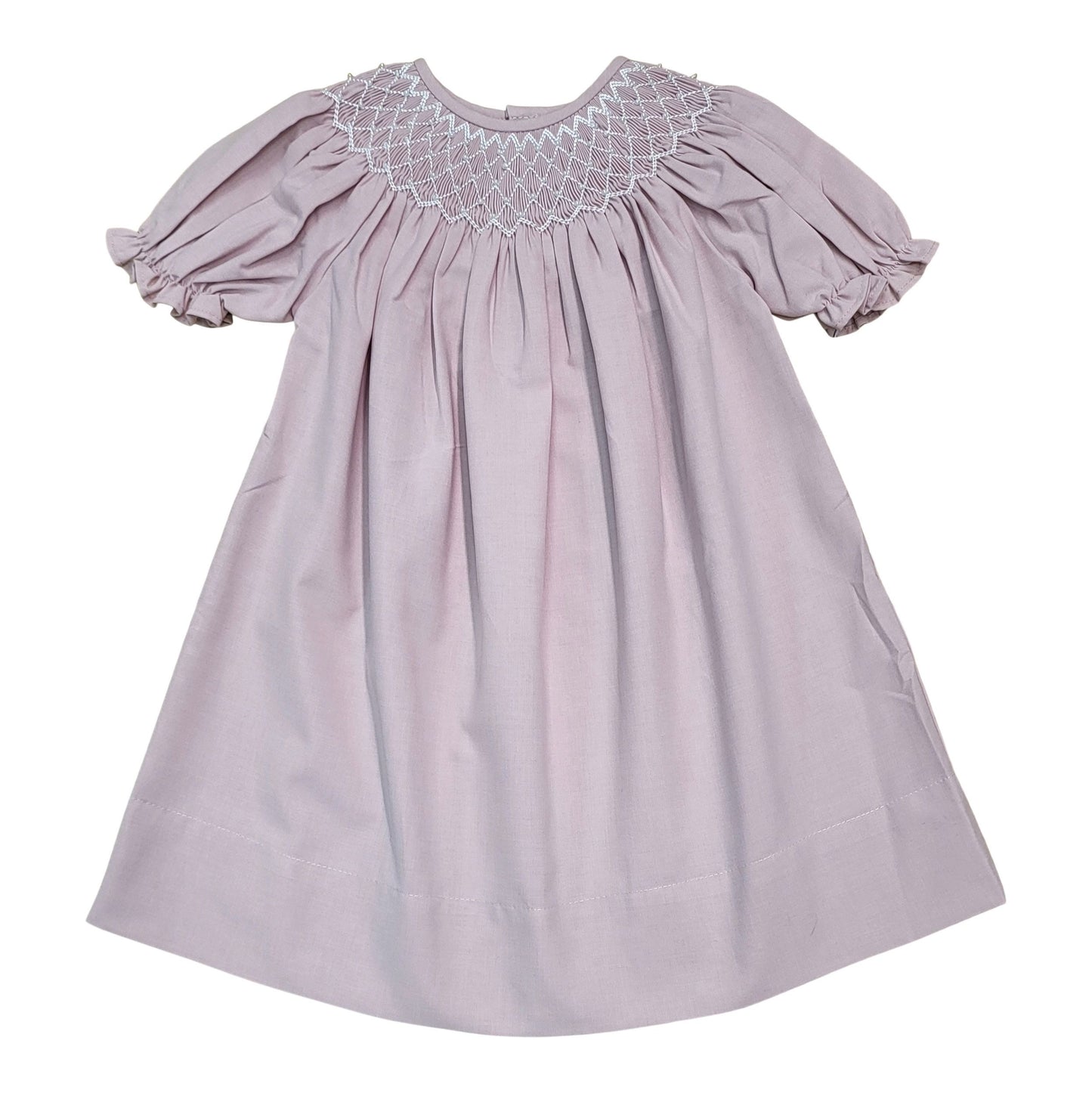 Sweet Dreams Dusty Pink Smocked Dress with White Pearls