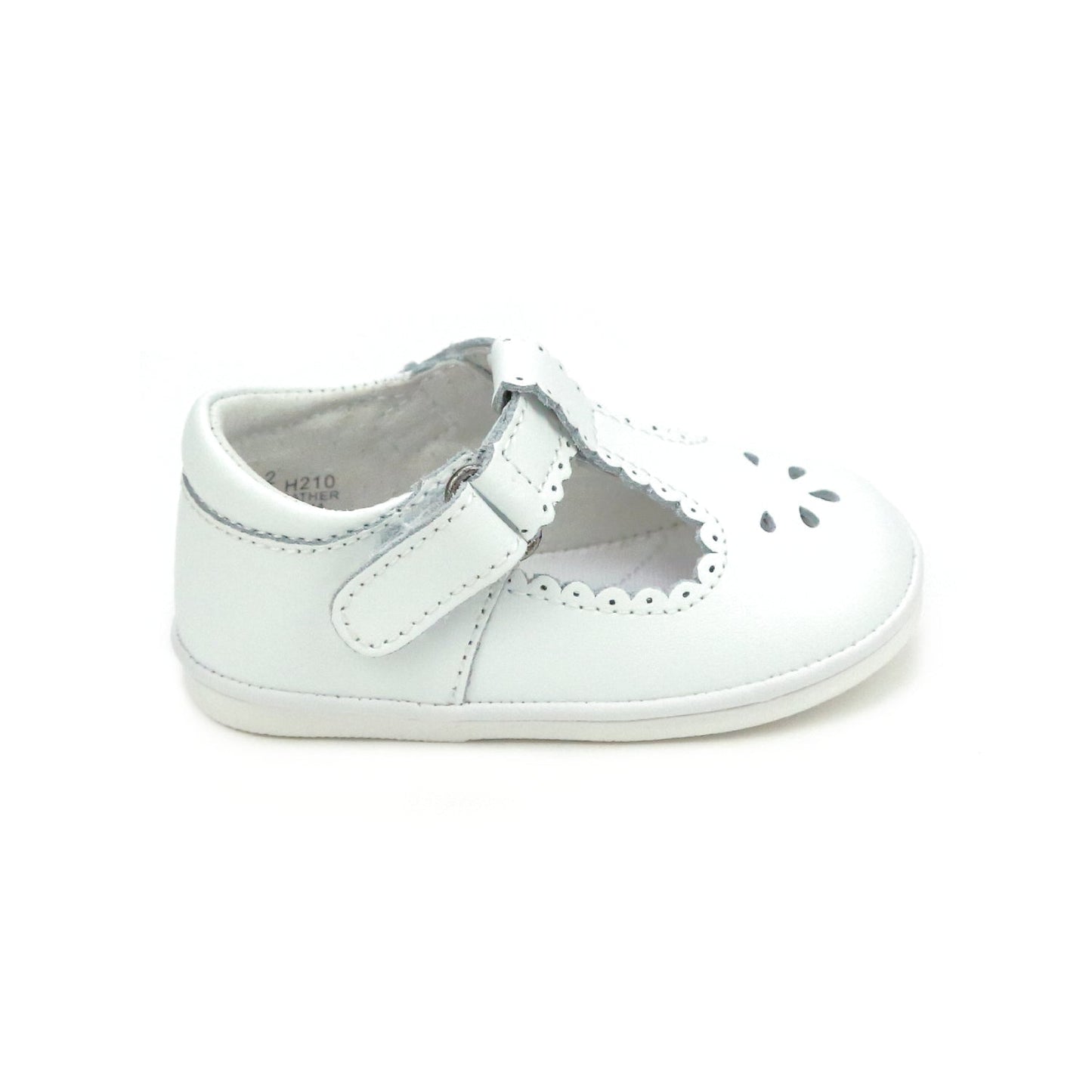 L'Amour Dottie Scalloped Perforated Mary Jane Shoe - White