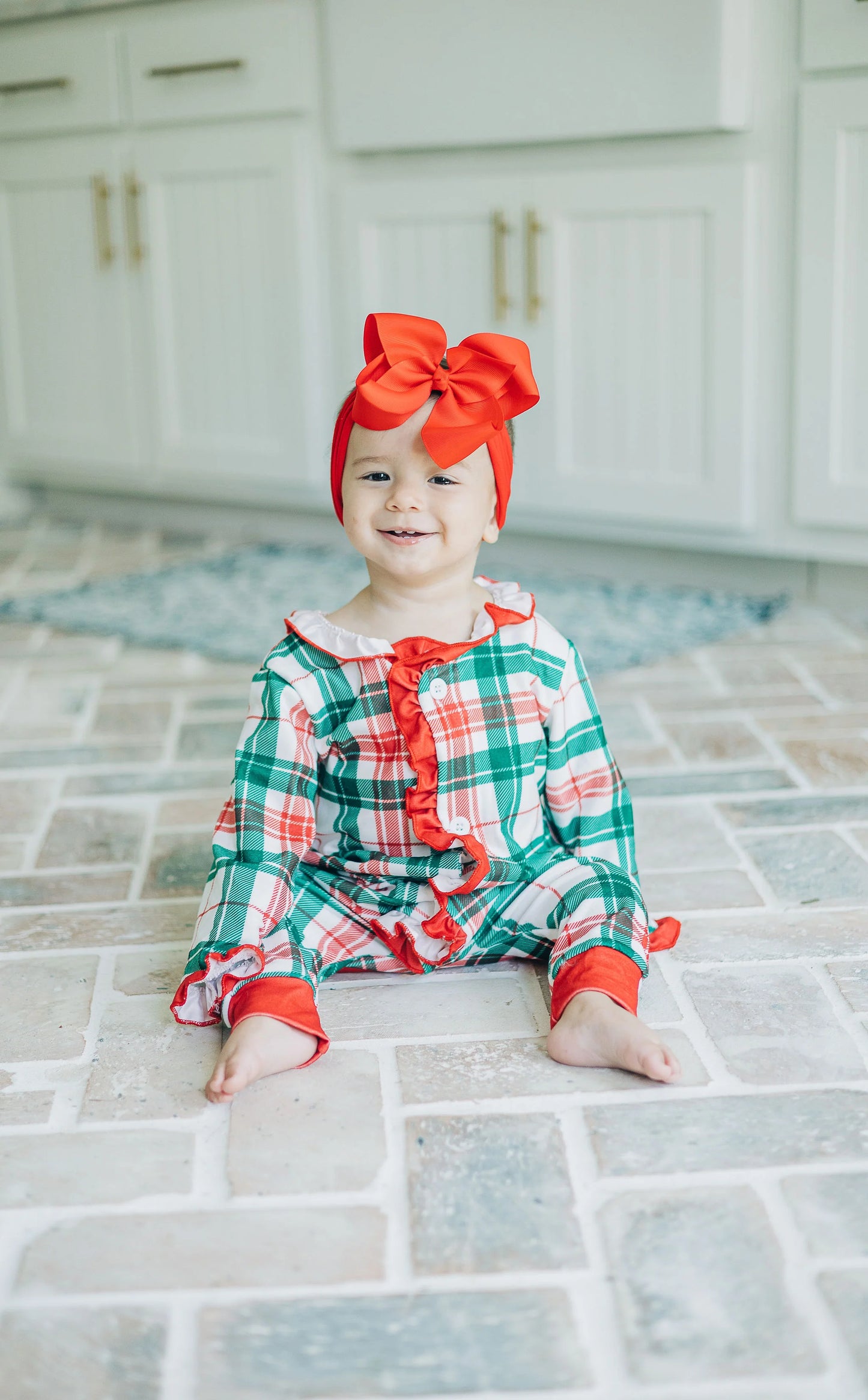 Sugar Bee Clothing Christmas Plaid Ruffle Buttflap Pjs