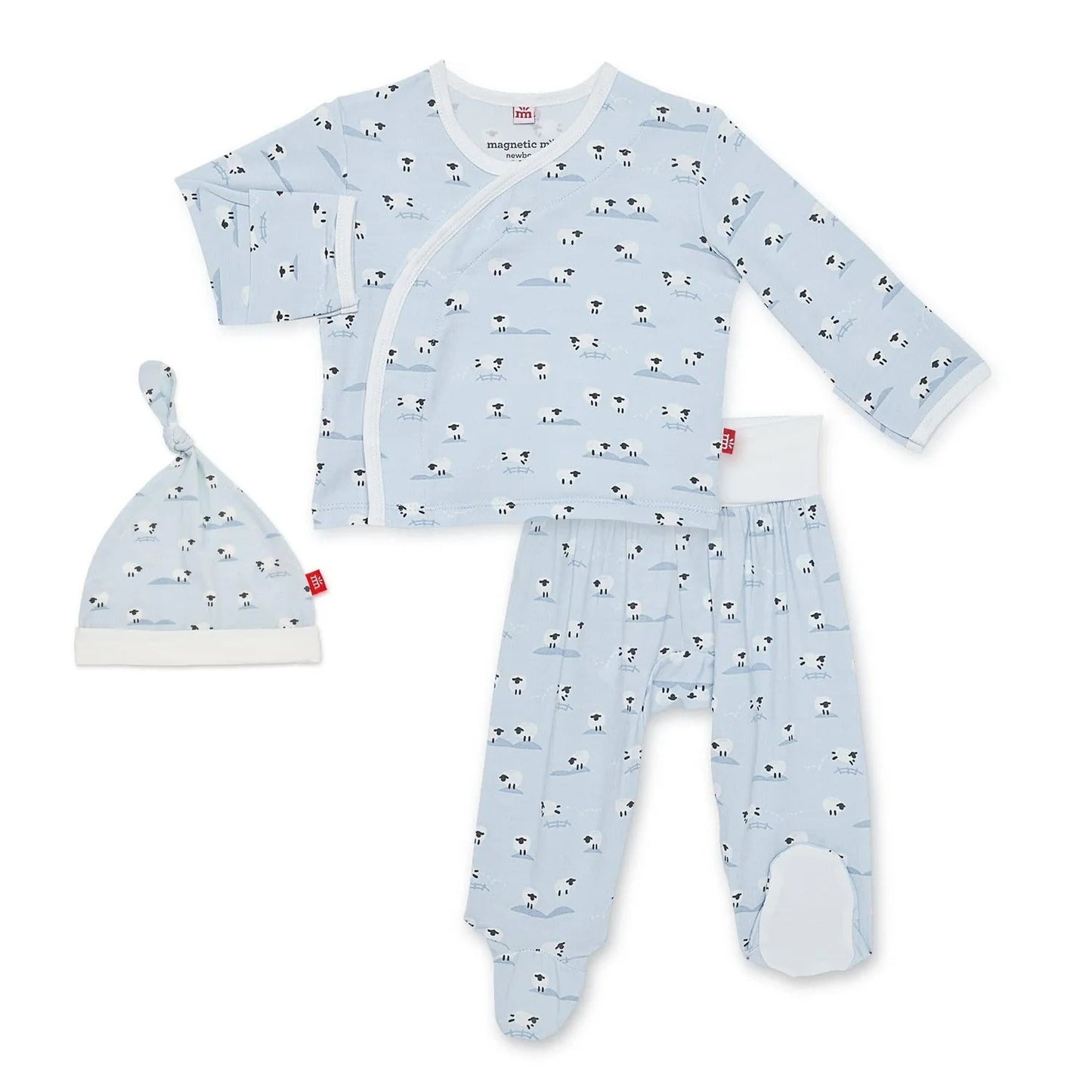 Magnetic Me Baa Baa Baby Blue Kimono 3 pc Set
