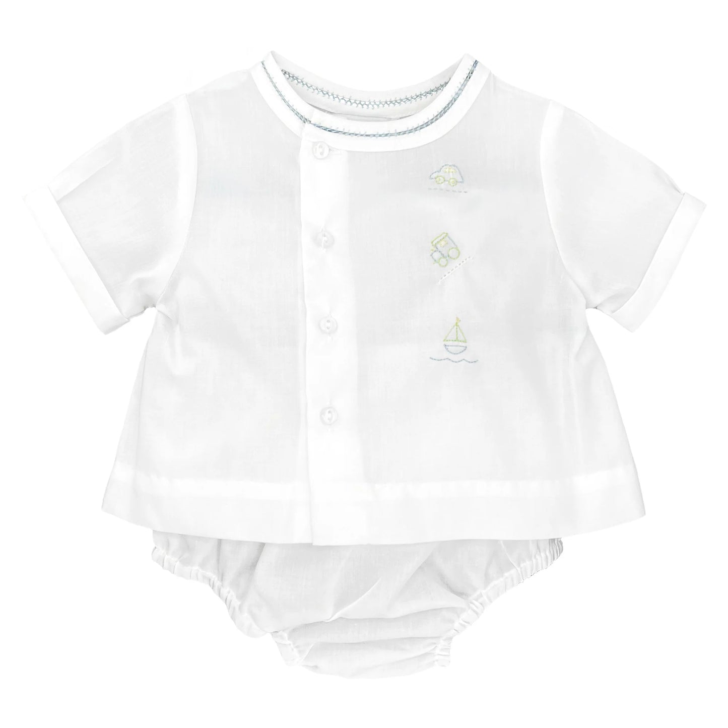 Petit Ami Sailboat Shadow Stitch Diaper Set