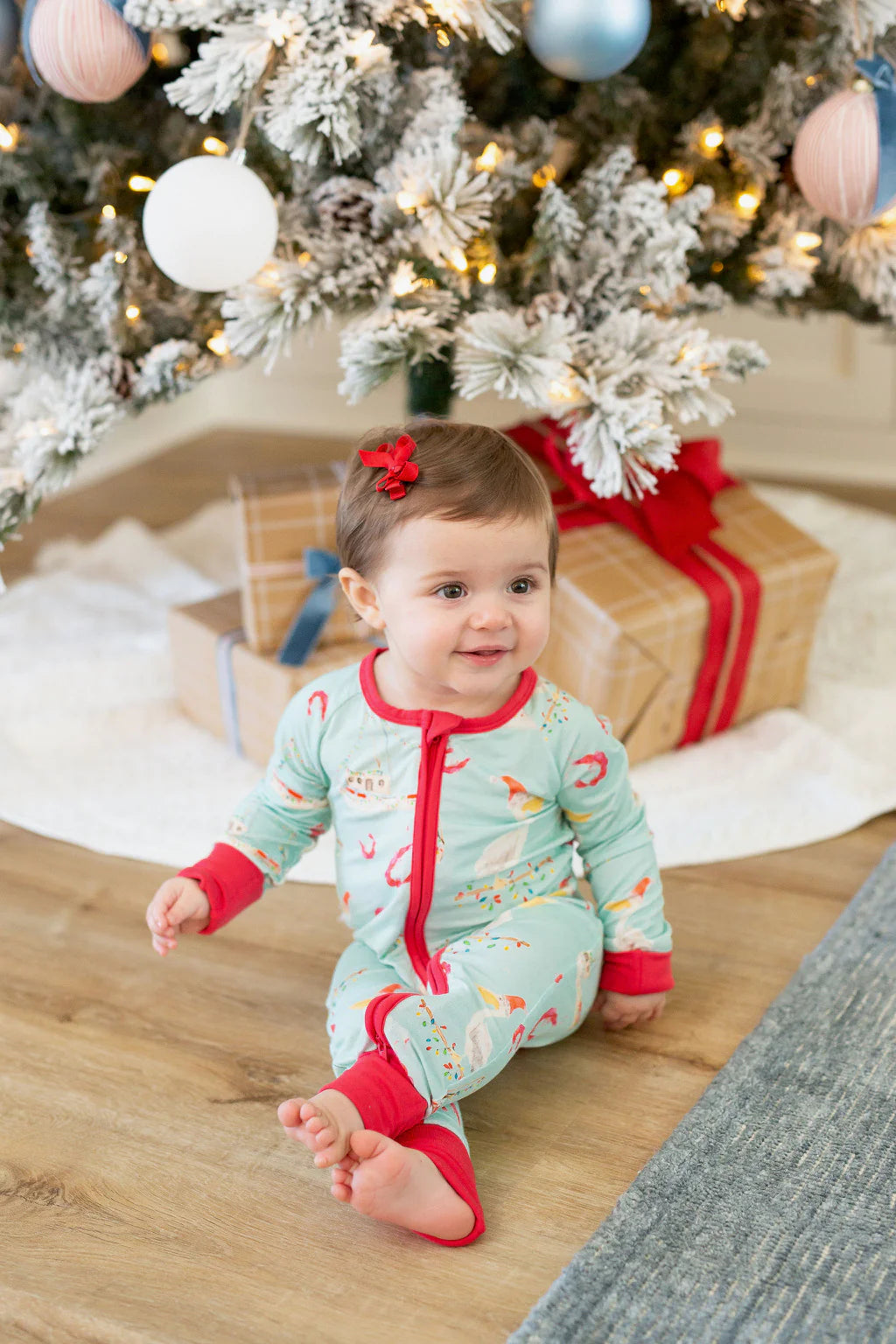 Sweet Bay Shrimp Boat Christmas Zipper Onesie