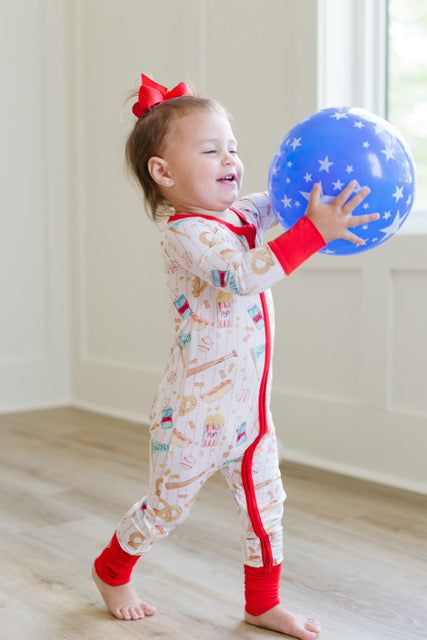 Sweet Bay Clothing Baseball Snacks Zipper Onesie