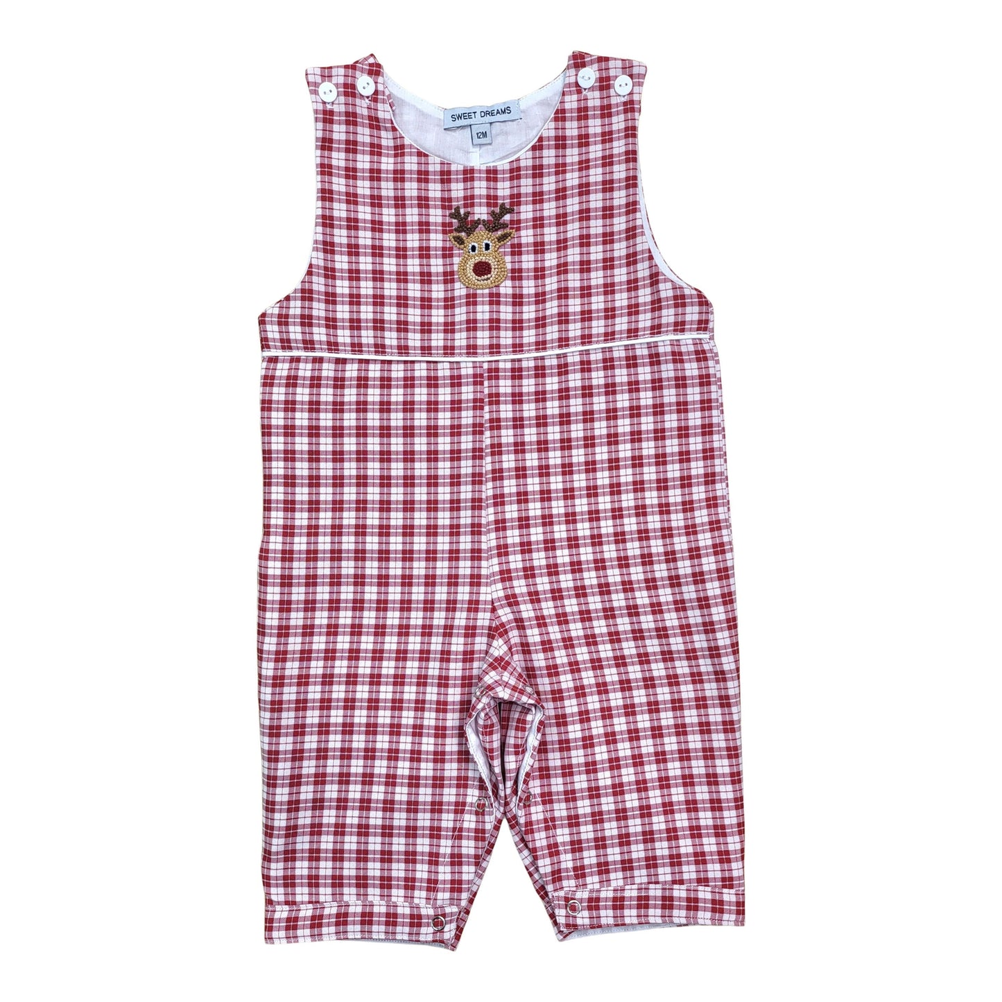 Sweet Dreams Rudolph Embroidered Red Plaid Longall
