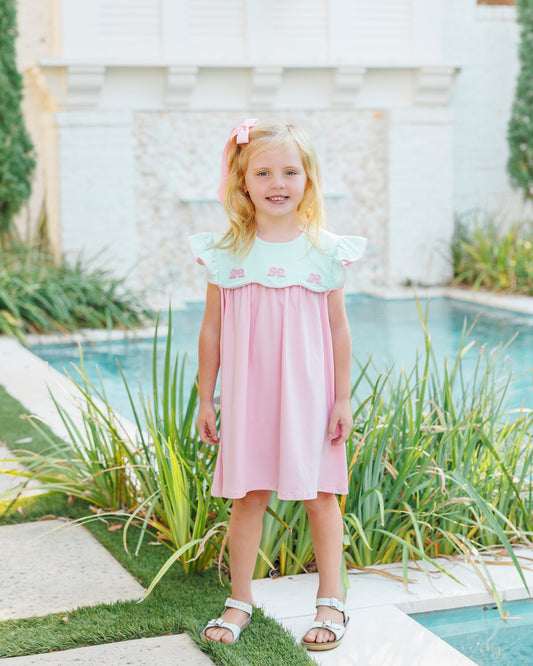 Smock Candy-French Knot Bow Scallop Dress