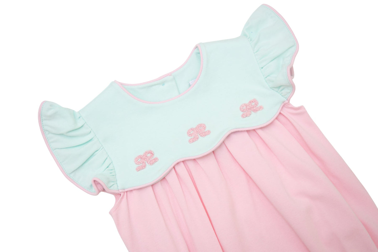 Smock Candy-French Knot Bow Scallop Dress