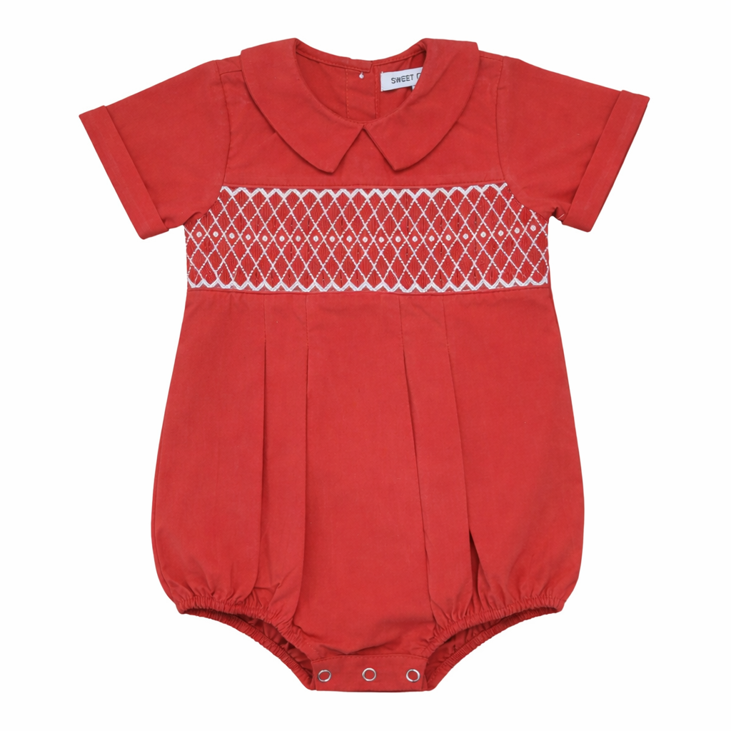 Joseph Red Smocked Boy Bubble
