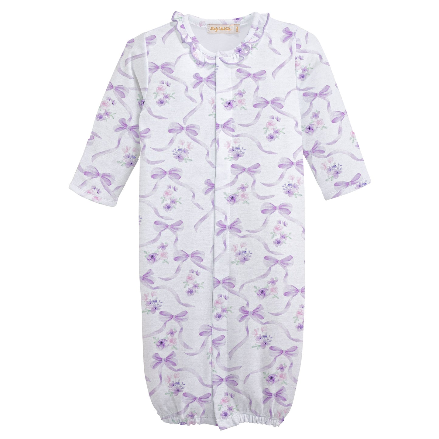 Baby Club Chic Dreamy Ties Printed Pima Conv Gown with Ruffle