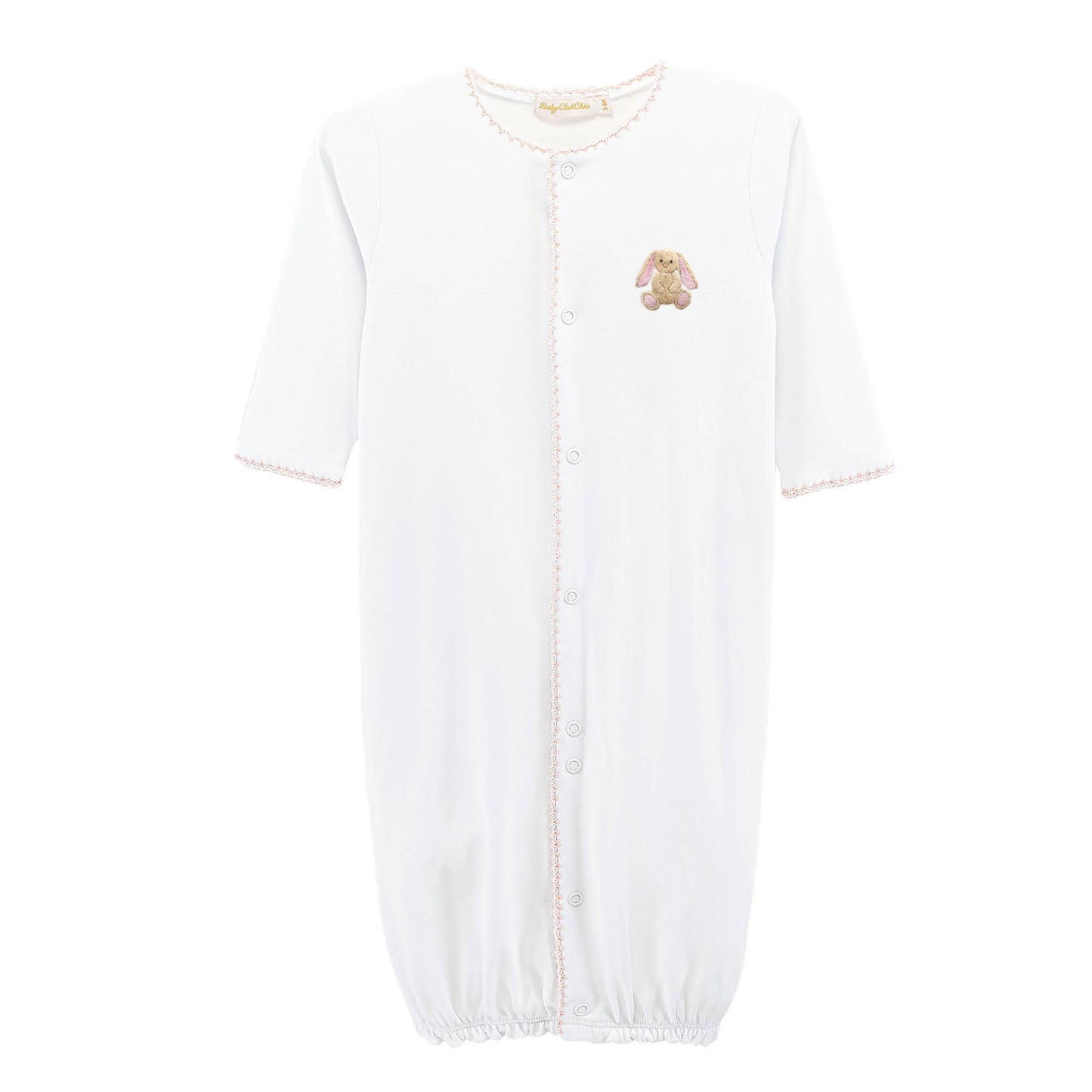 Baby Club Chic Bunny Conv Gown with Crochet Trim - Pink