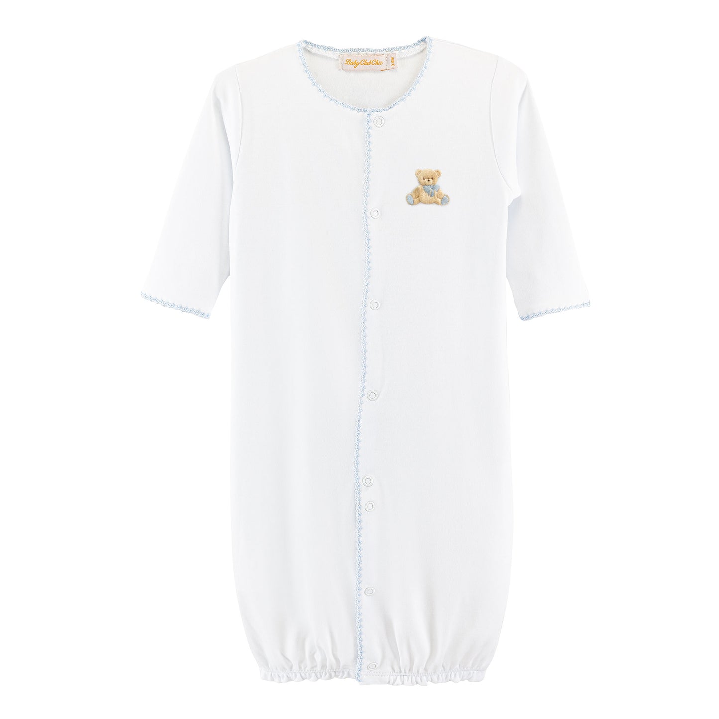 Baby Club Chic Toys Blue Convertible Gown with Crochet Trim