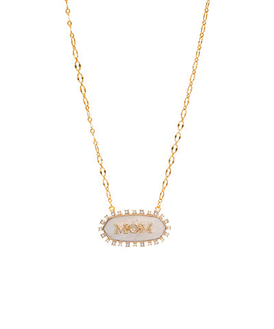 Mom Shell Hexagon Shape Necklace 16" Gold