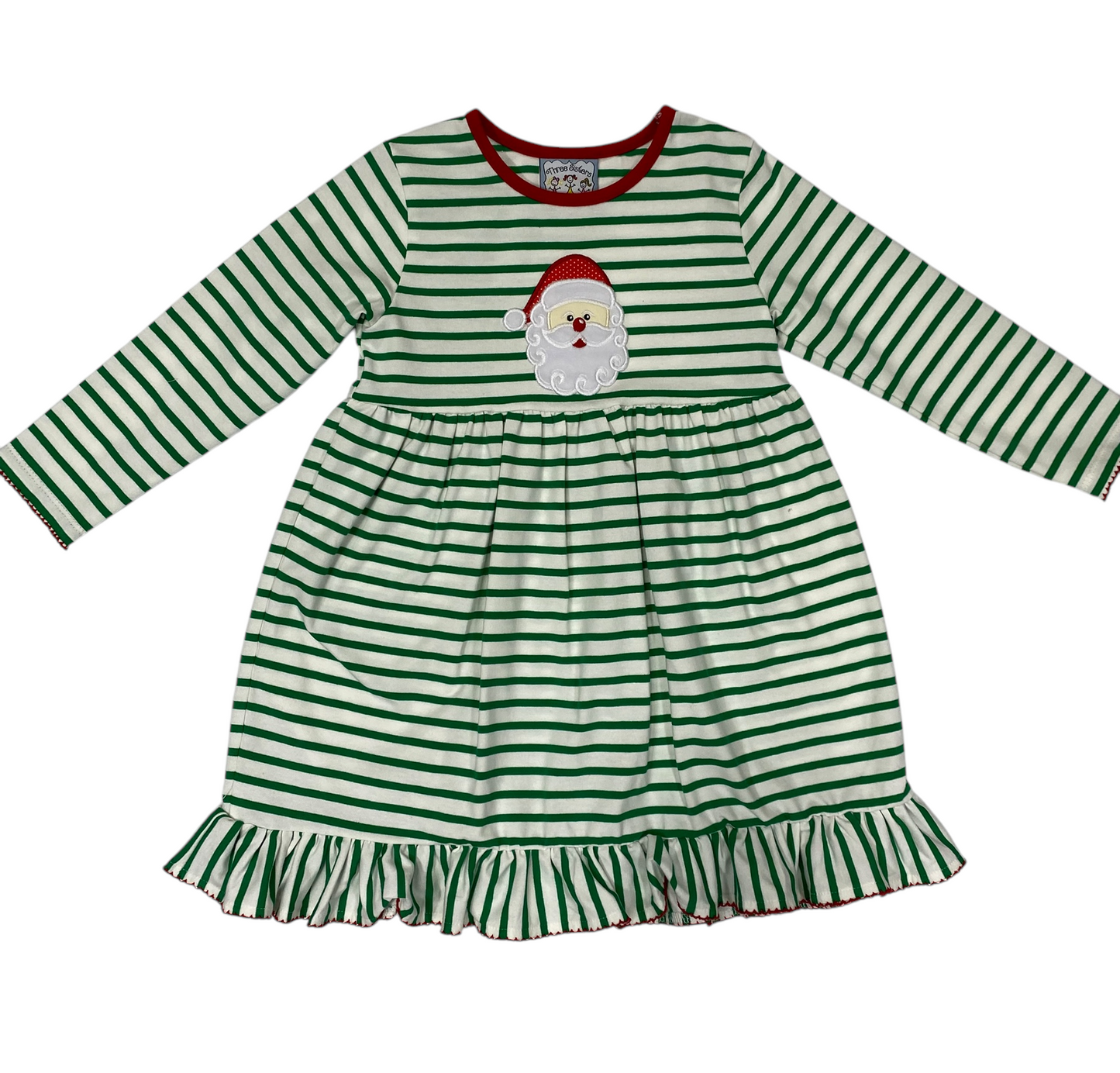 Three Sisters Santa Appliqué Long Sleeve Dress