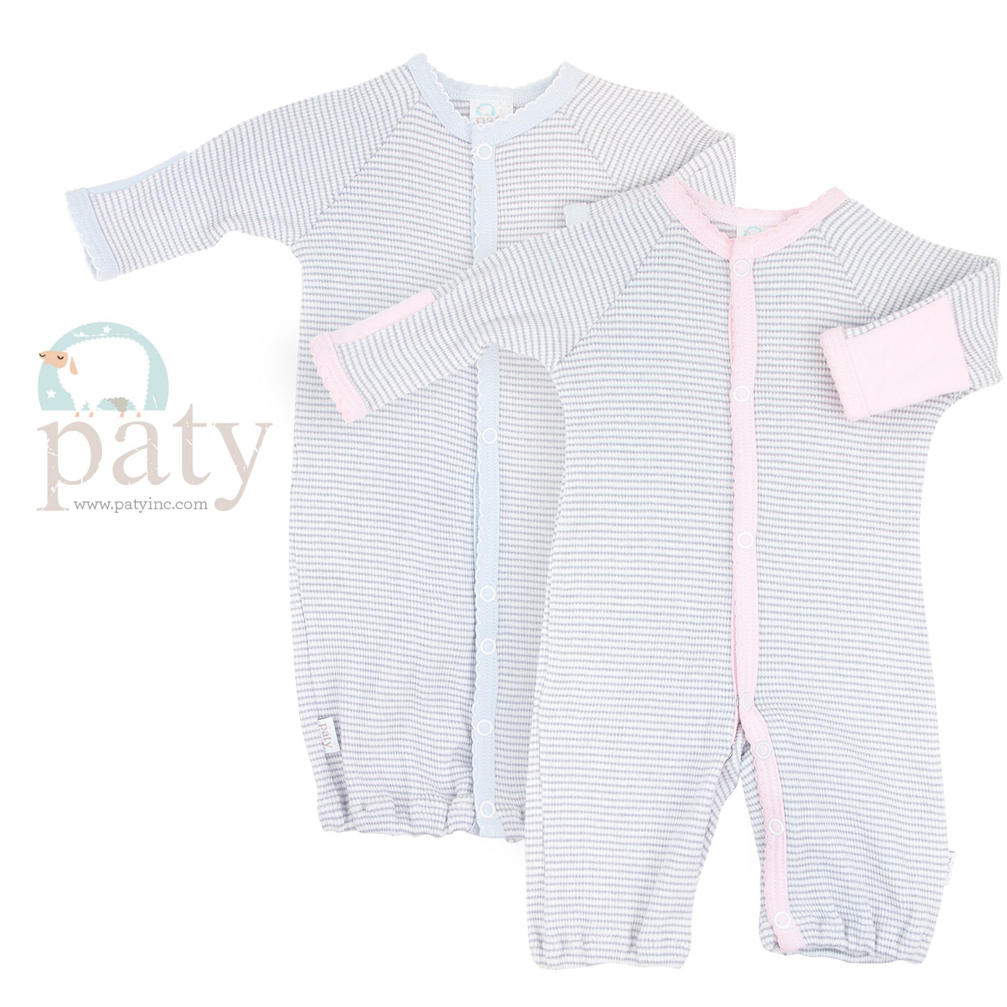 Paty Inc Rib Knit Converter, Pima Trim Grey/Pink NB