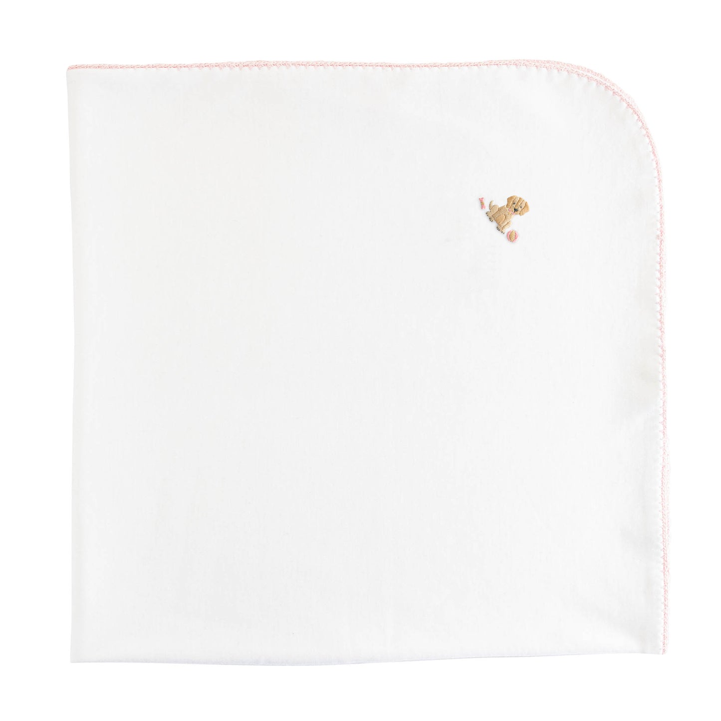 Baby Club Chic Good Puppy Girl Receiving Blanket with Crochet Trim