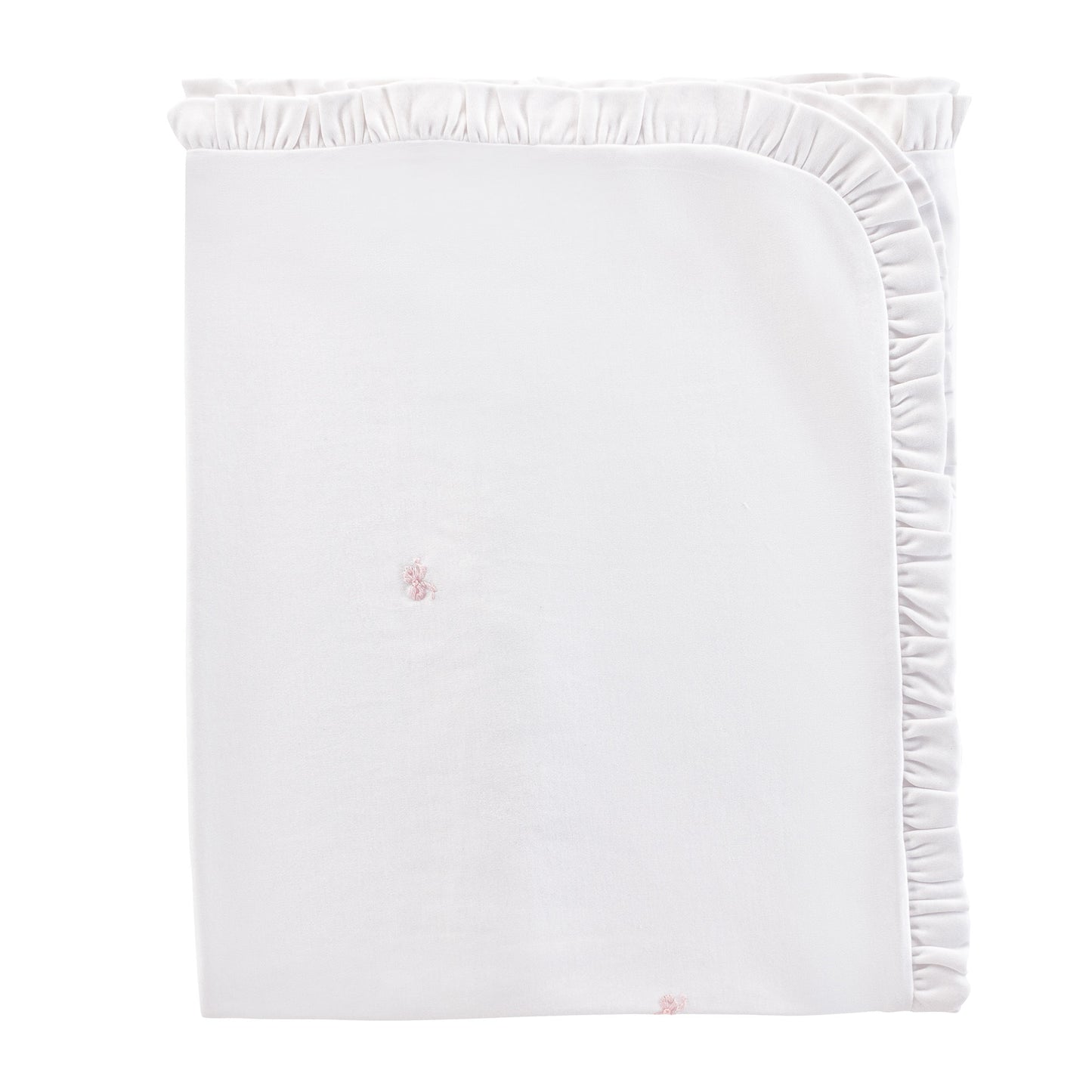 Baby Club Chic Little Bows Ruffled Receiving Blanket with All Over Embroidery