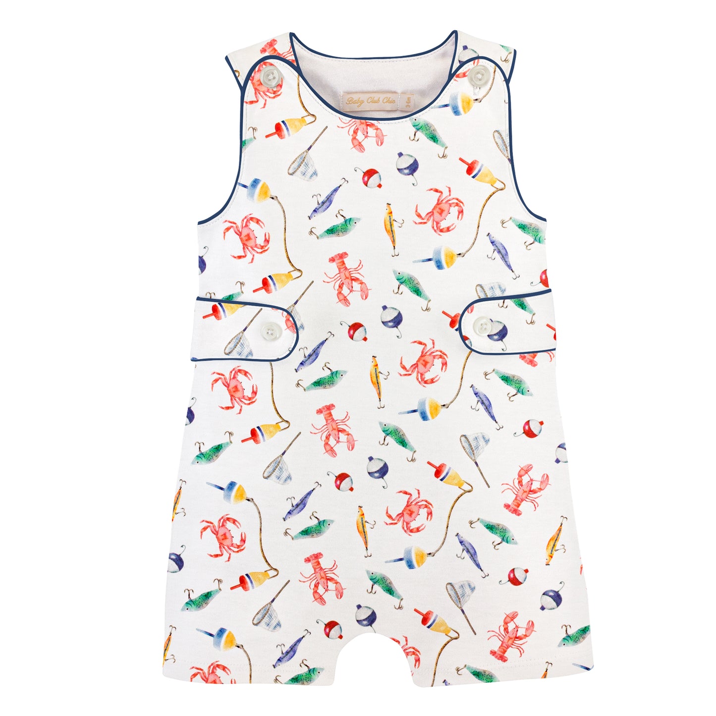 Baby Club Chic Coastal Claws Romper with Buttons