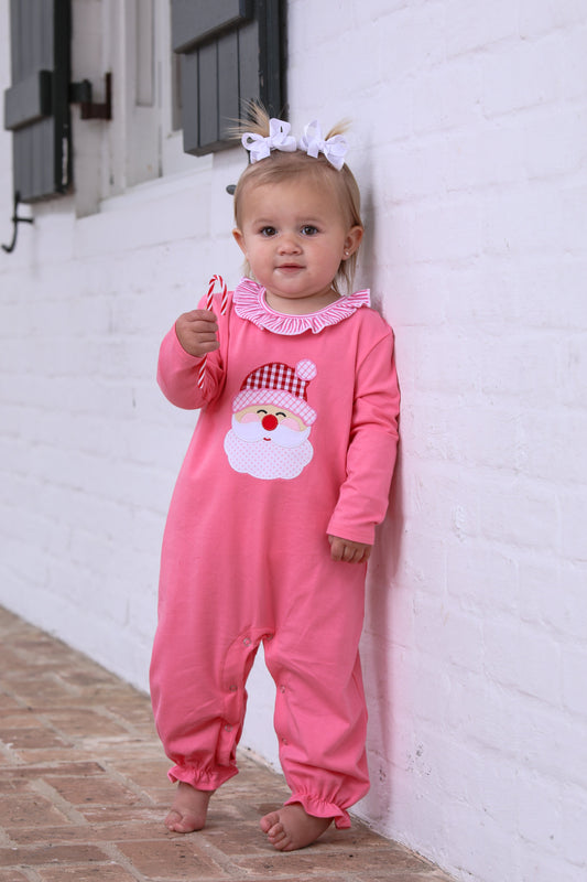 Trotter Street Kids Pink Santa Ruffle Romper
