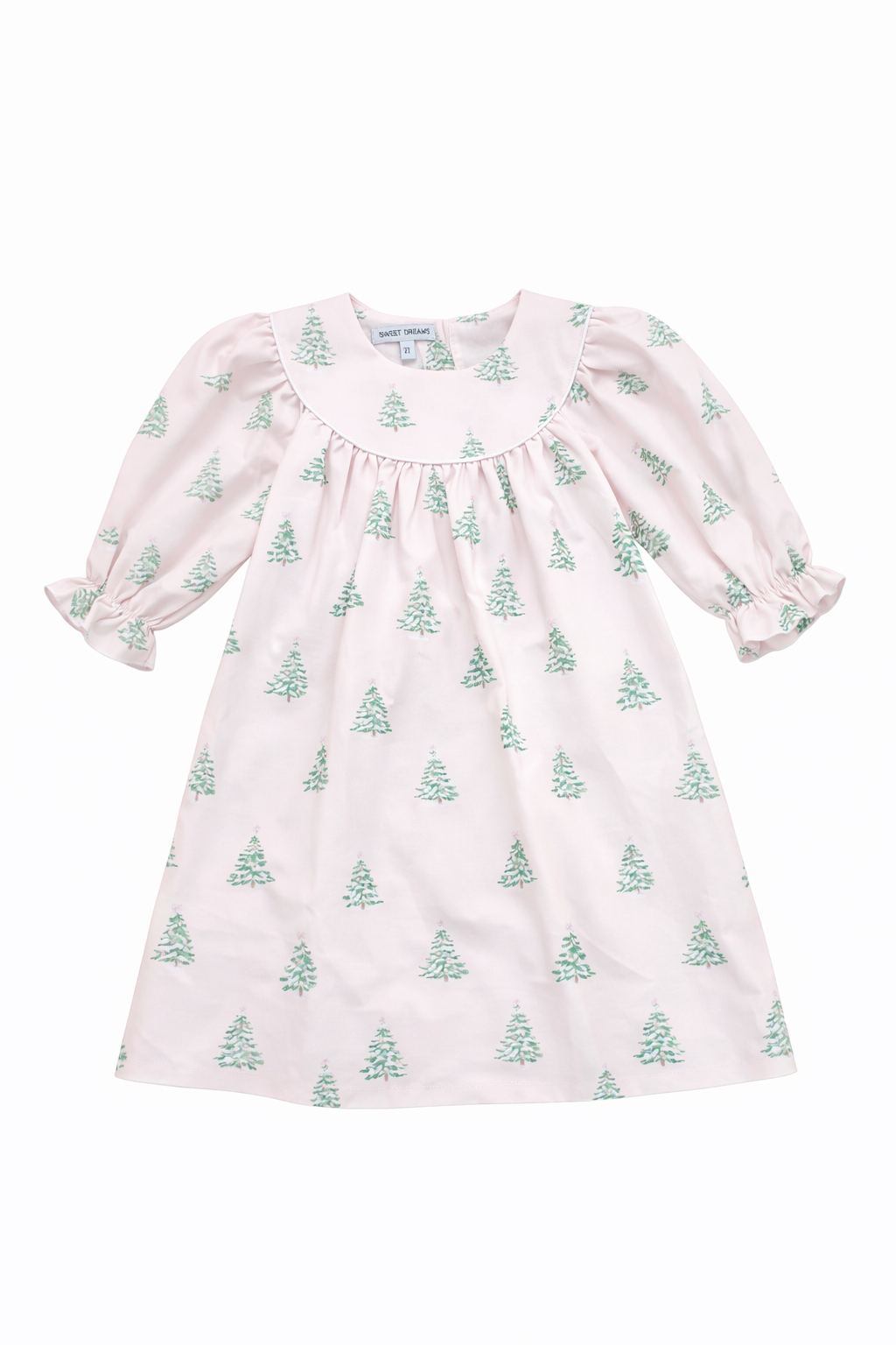 Christmas Tree Print Pink Dress