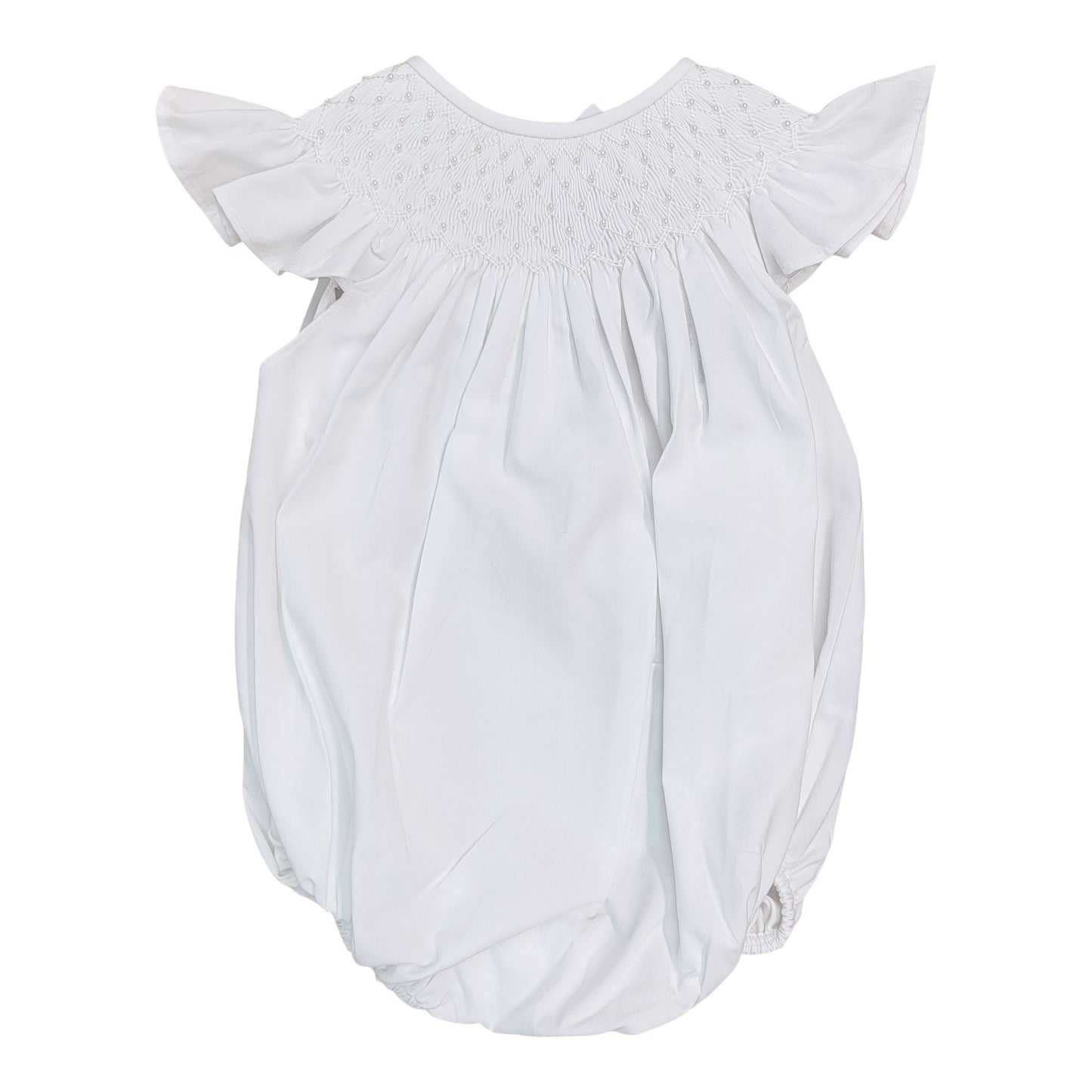 Catherine Pearl White Smocked Bubble