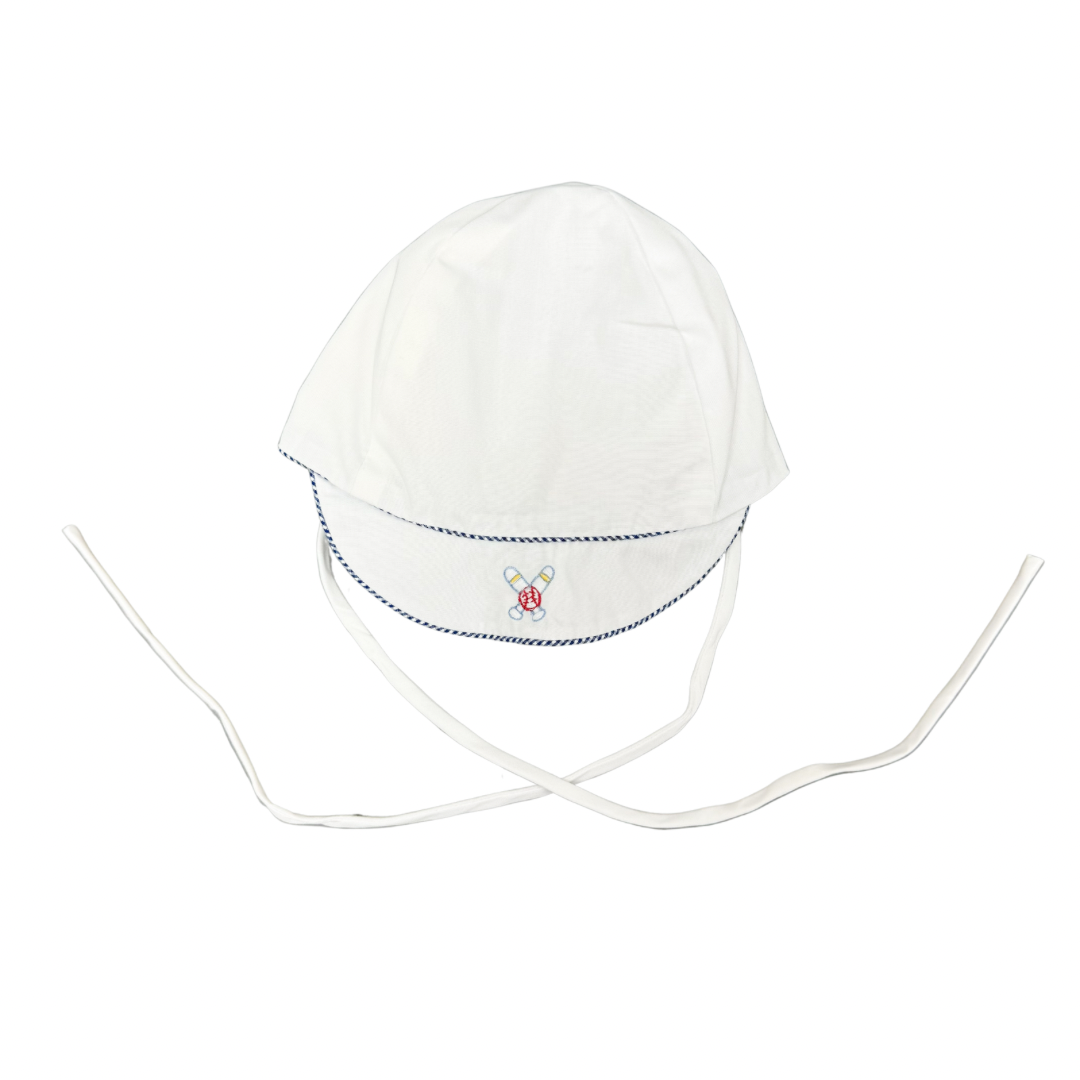 Petit Ami Romper & Hat with Baseball Embroidery