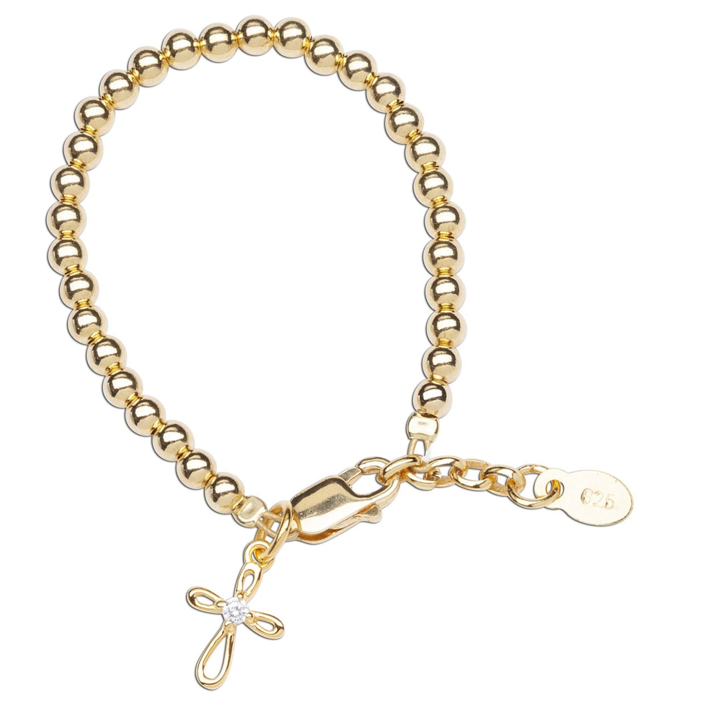 Cherished Moments - Kids 14K Gold-Plated Cross Bracelet Baby Girl Baptism Gift