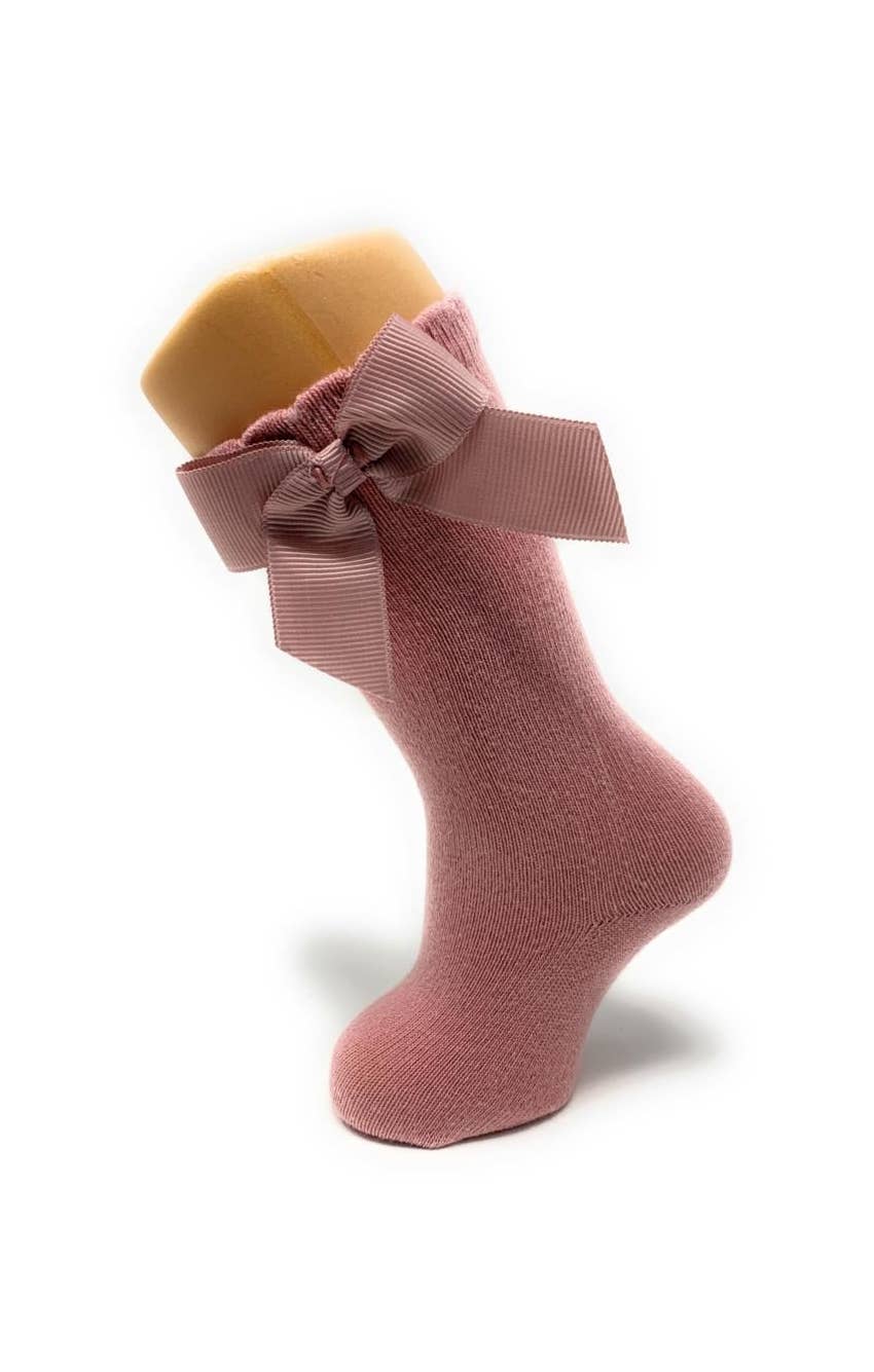Carlomagno - Knee Socks With Gross Grain Side Bow