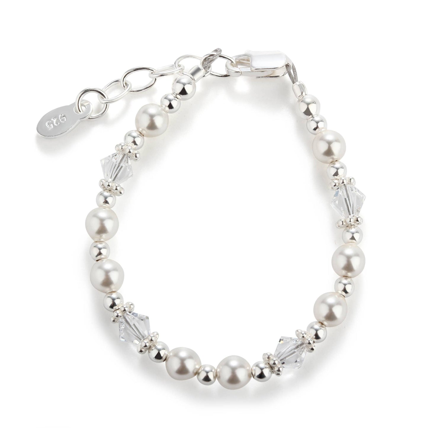 Cherished Moments - Girls Sterling Silver Pearl Baby Gift & Kids Bracelet