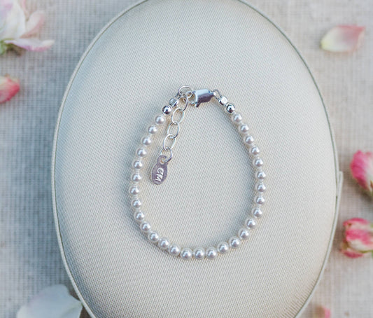Cherished Moments - Sterling Silver Baby's 1st Pearls Bracelet Keepsake Gift