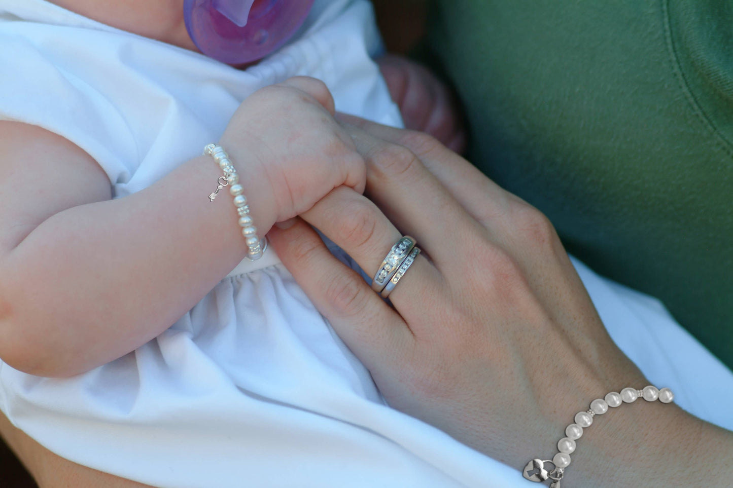Cherished Moments - Mom and Me 2-Piece Bracelet Set Key To Heart Baby Bracelet