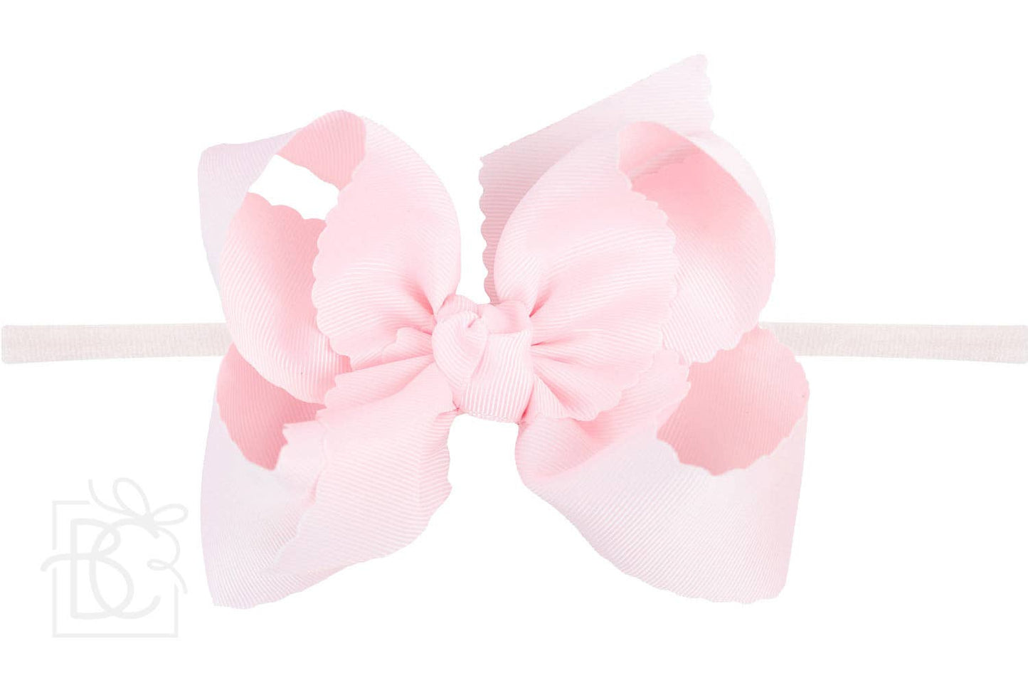 Beyond Creations, LLC - 5.5" SCALLOPED EDGE BOW 1/4" PANTYHOSE HEADBAND W/