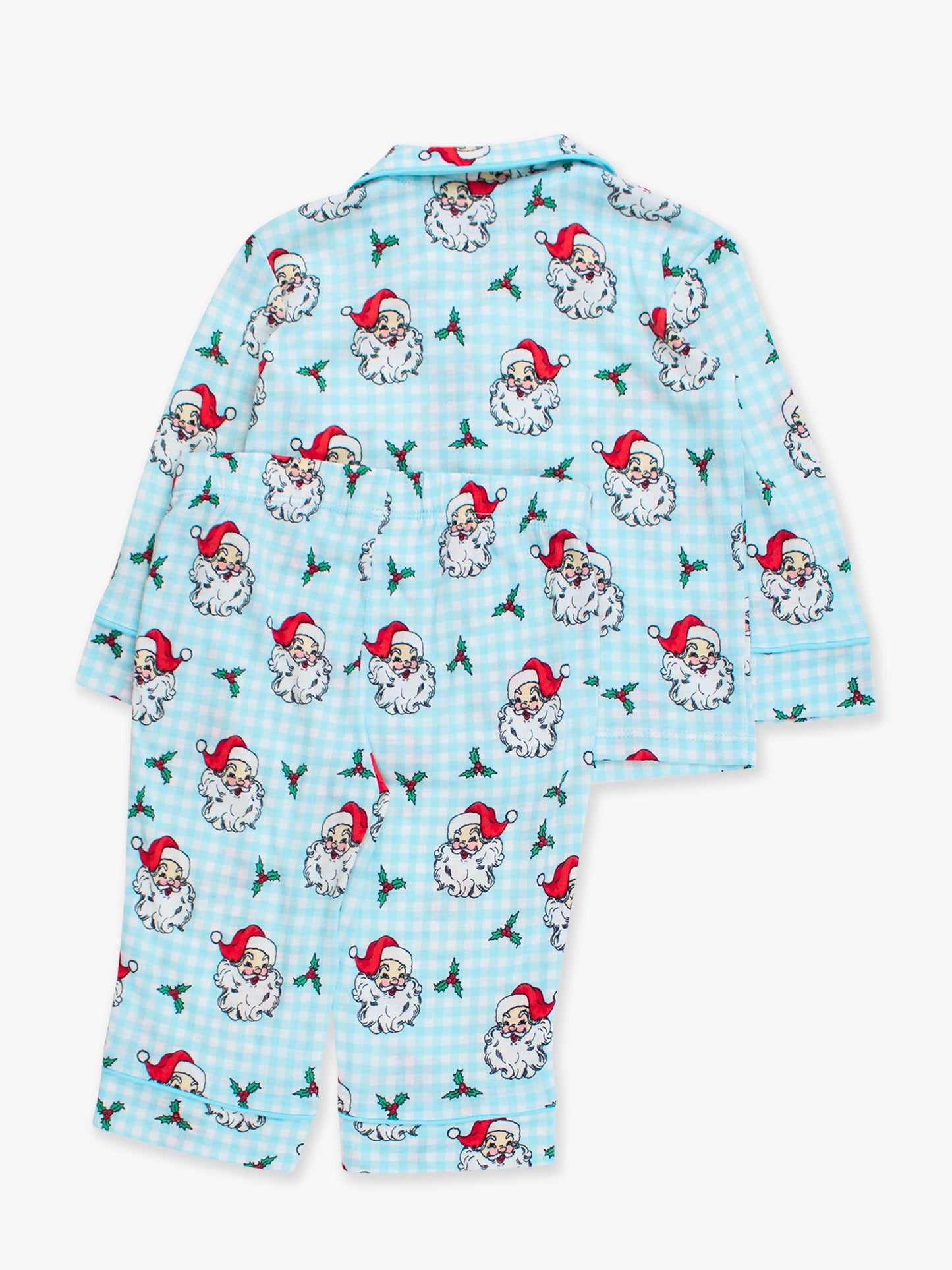 RuffleButts + RuggedButts - SoftSnooze™ Boys Blue Dear Santa Long Sleeve Button Up Pajama Set