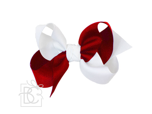 Beyond Creations, LLC - Crisscross Grosgrain Bow (Cranberry & White)