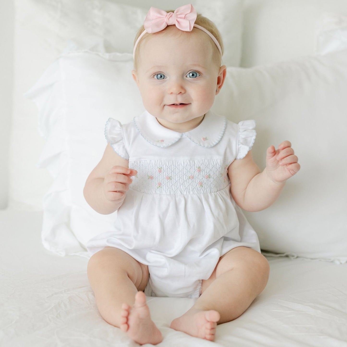 Charlotte's Classics Smocked Bubble - Sky Blue