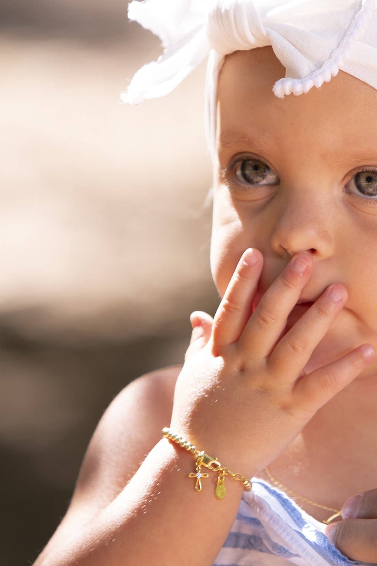 Cherished Moments - Kids 14K Gold-Plated Cross Bracelet Baby Girl Baptism Gift