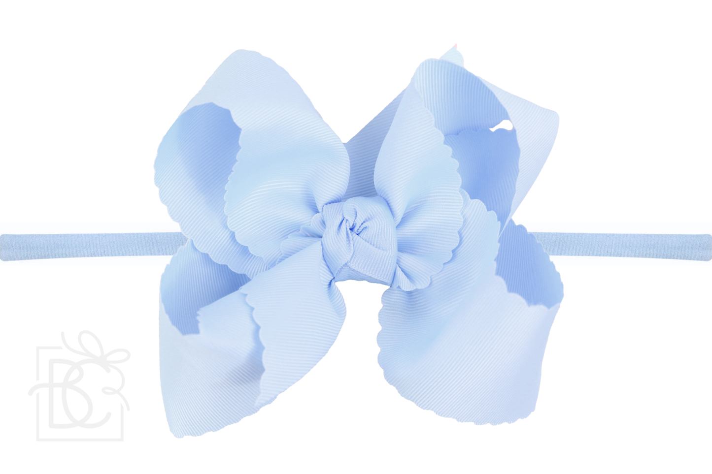 Beyond Creations, LLC - 5.5" SCALLOPED EDGE BOW 1/4" PANTYHOSE HEADBAND W/