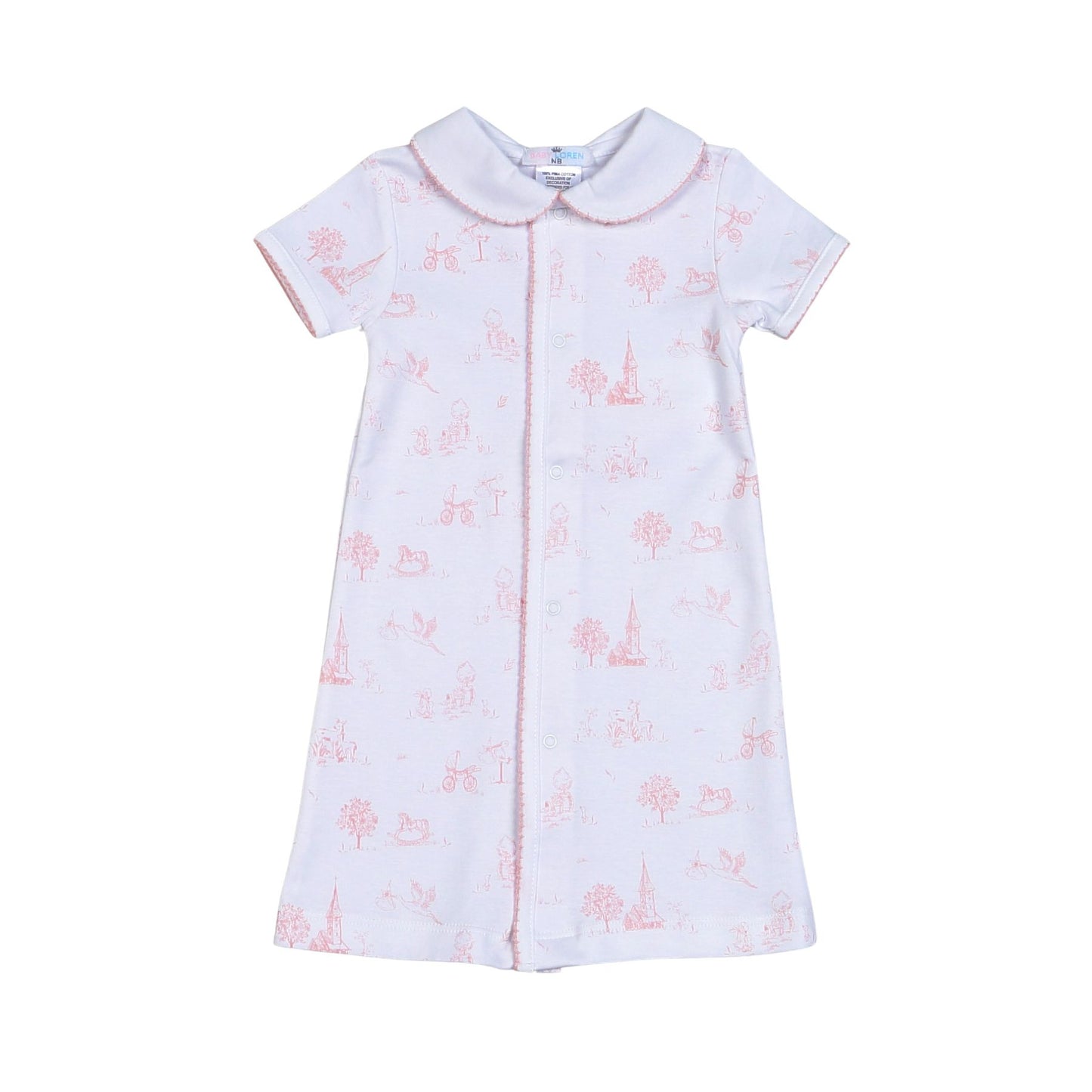 Baby Loren Pink Baby Toile Pima Baby Daygown