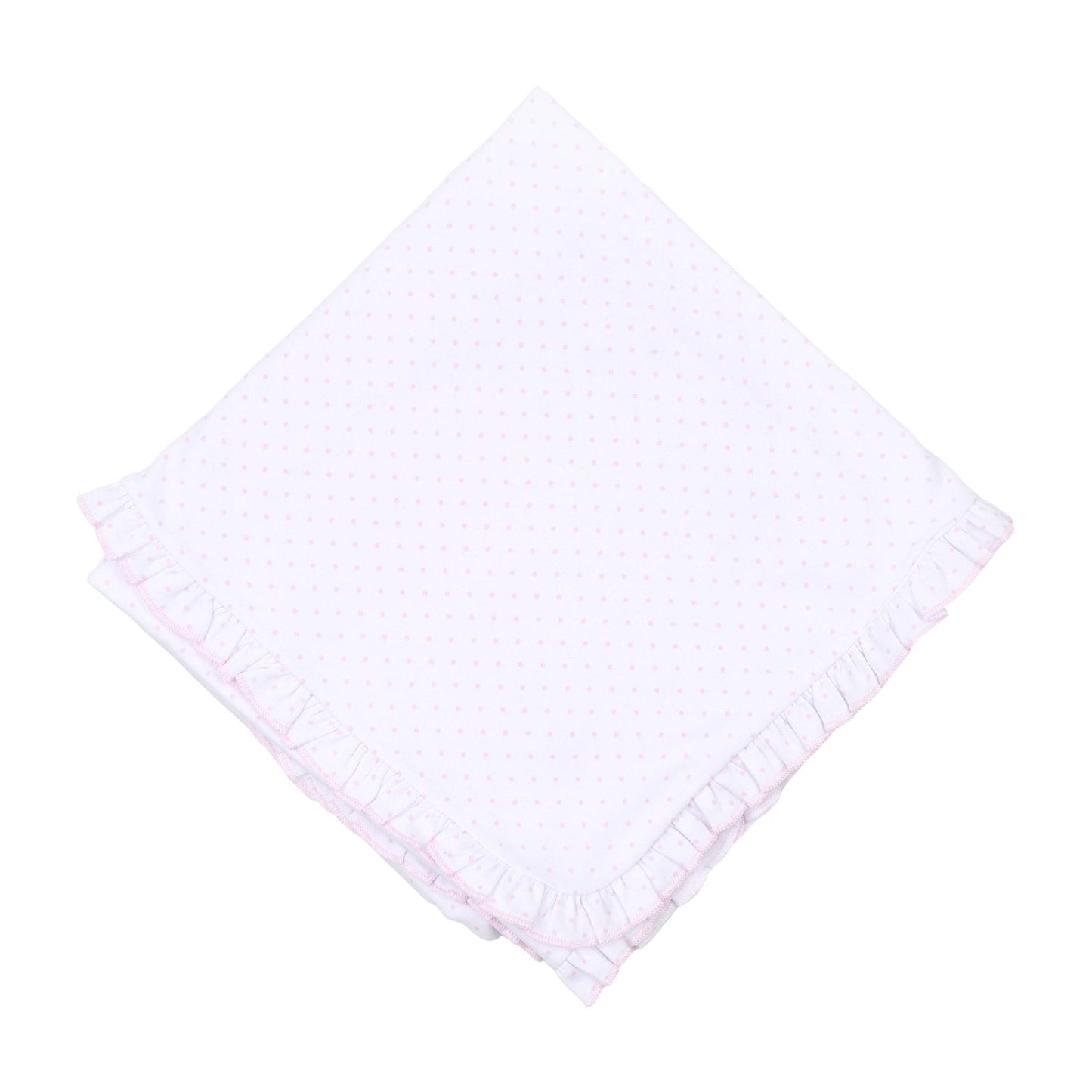 Mini Dots Ruffle Receiving Blanket - Pink