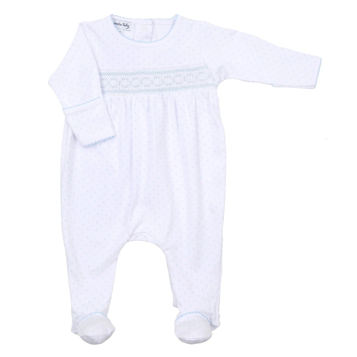 Magnolia Baby Mini Dots Smocked Footie - Light Blue