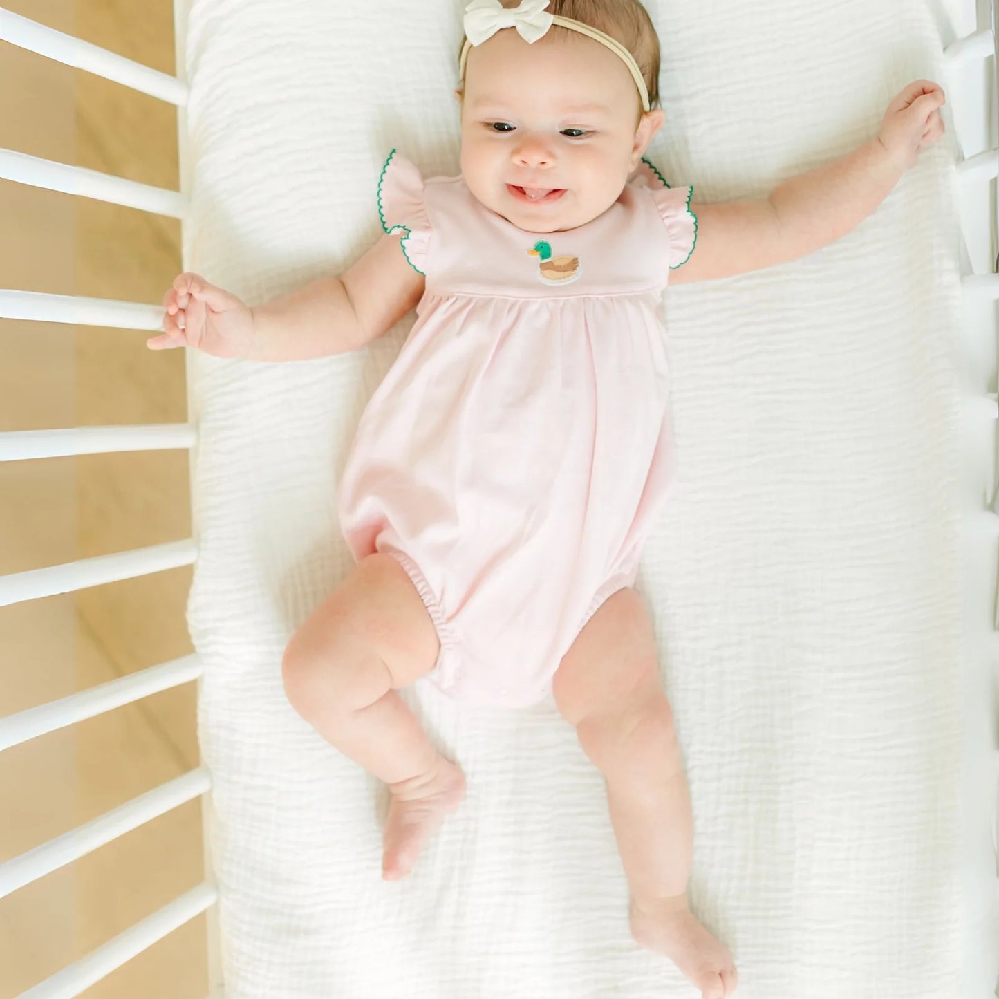 Magnolia Baby Mini Mallard Embroidered Bubble Pink