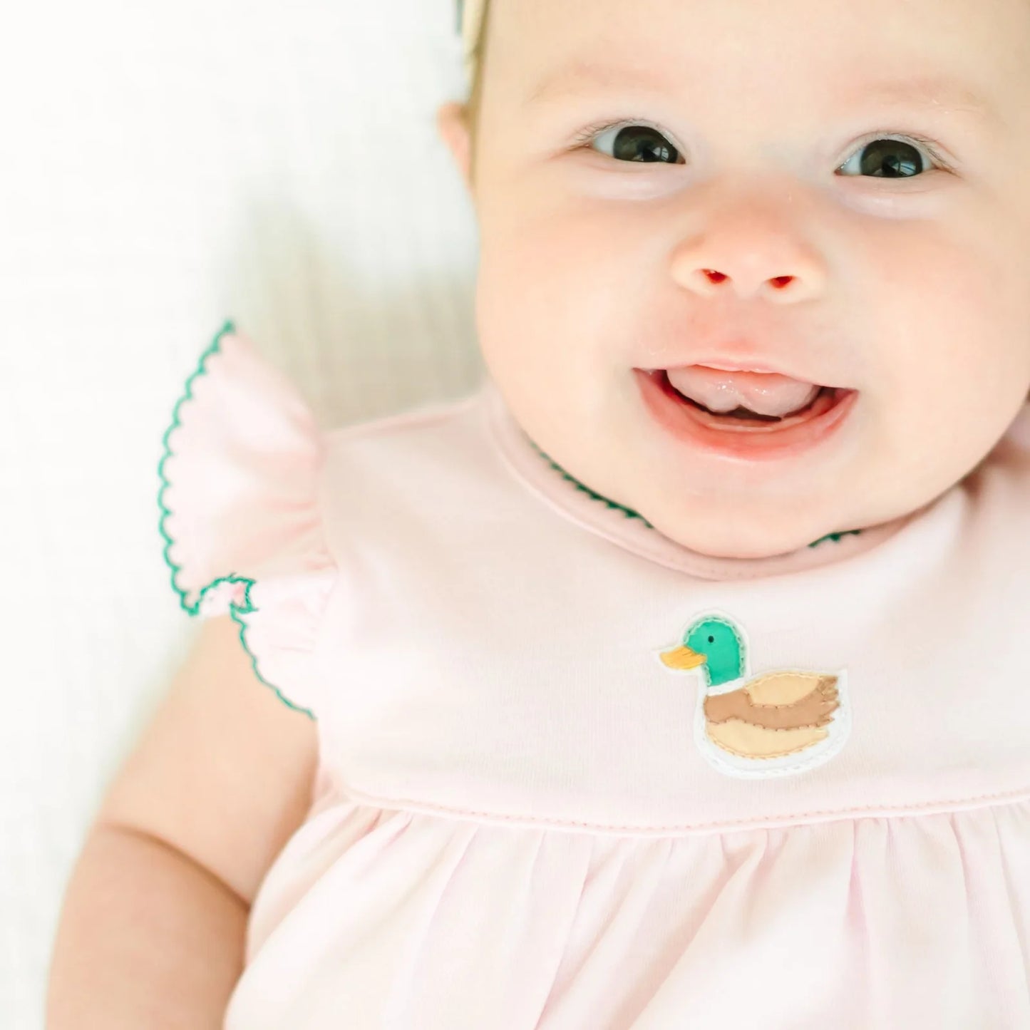 Magnolia Baby Mini Mallard Embroidered Bubble Pink