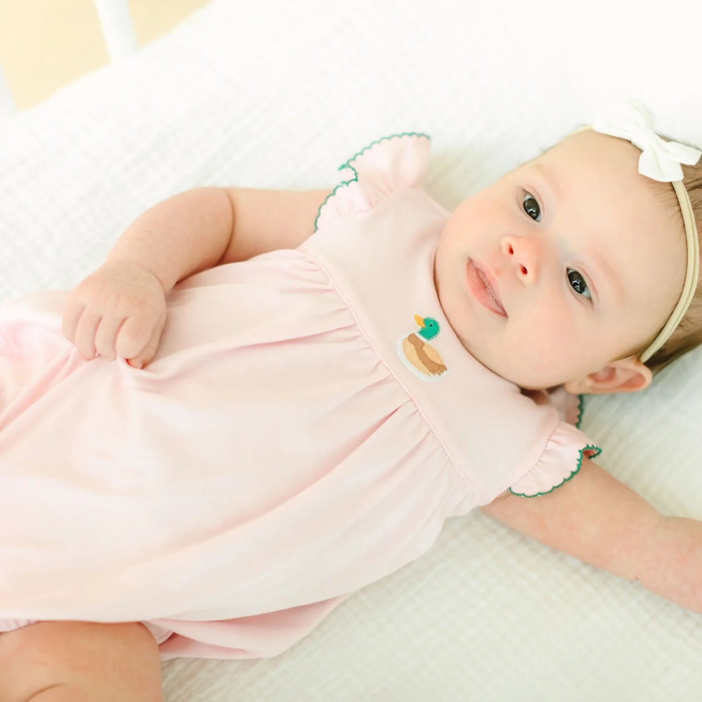 Magnolia Baby Mini Mallard Embroidered Bubble Pink