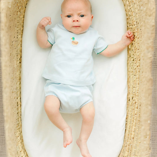 Magnolia Baby Mini Mallard Embroidered Diaper Cover Set Light Blue