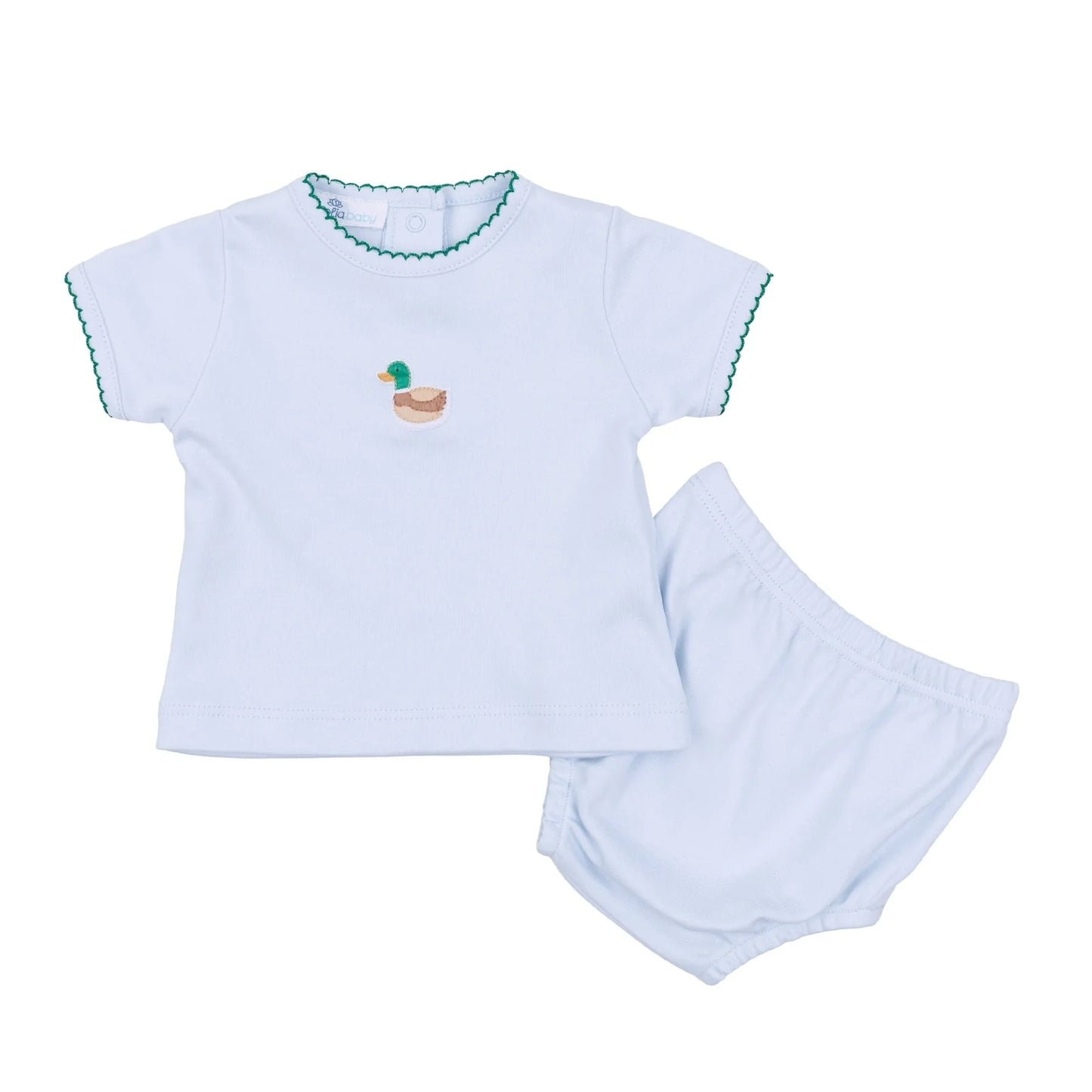 Magnolia Baby Mini Mallard Embroidered Diaper Cover Set Light Blue