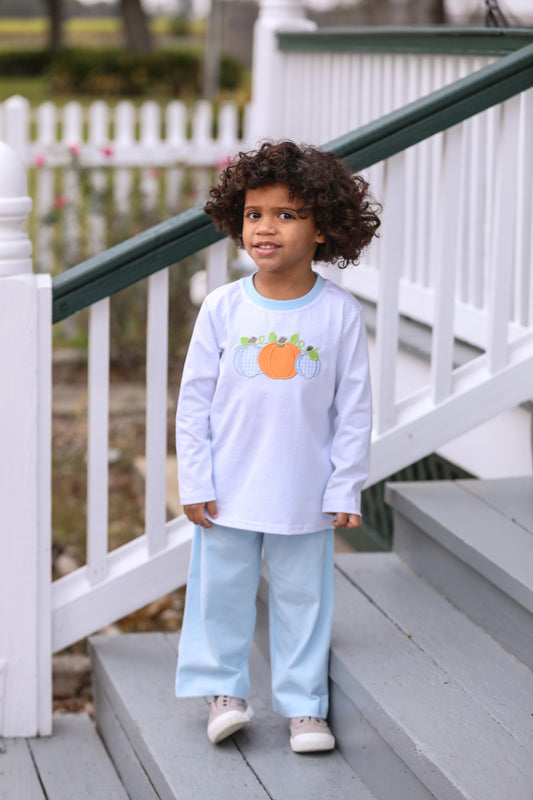 Trotter St Kids Pumpkin Trio Applique Shirt