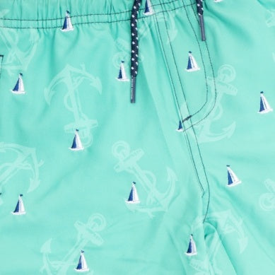 Shade Critters Boys H20 Appearing Trunks - Green Sailboats