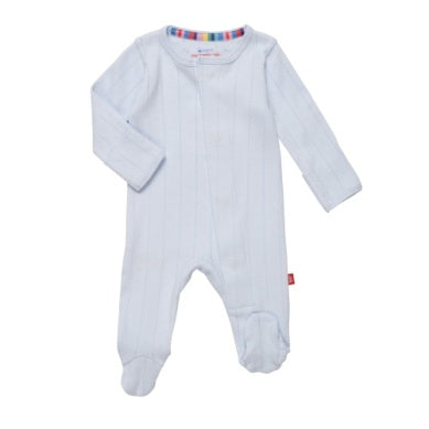 Magnetic Me Love Lines Blue Pointelle Footie