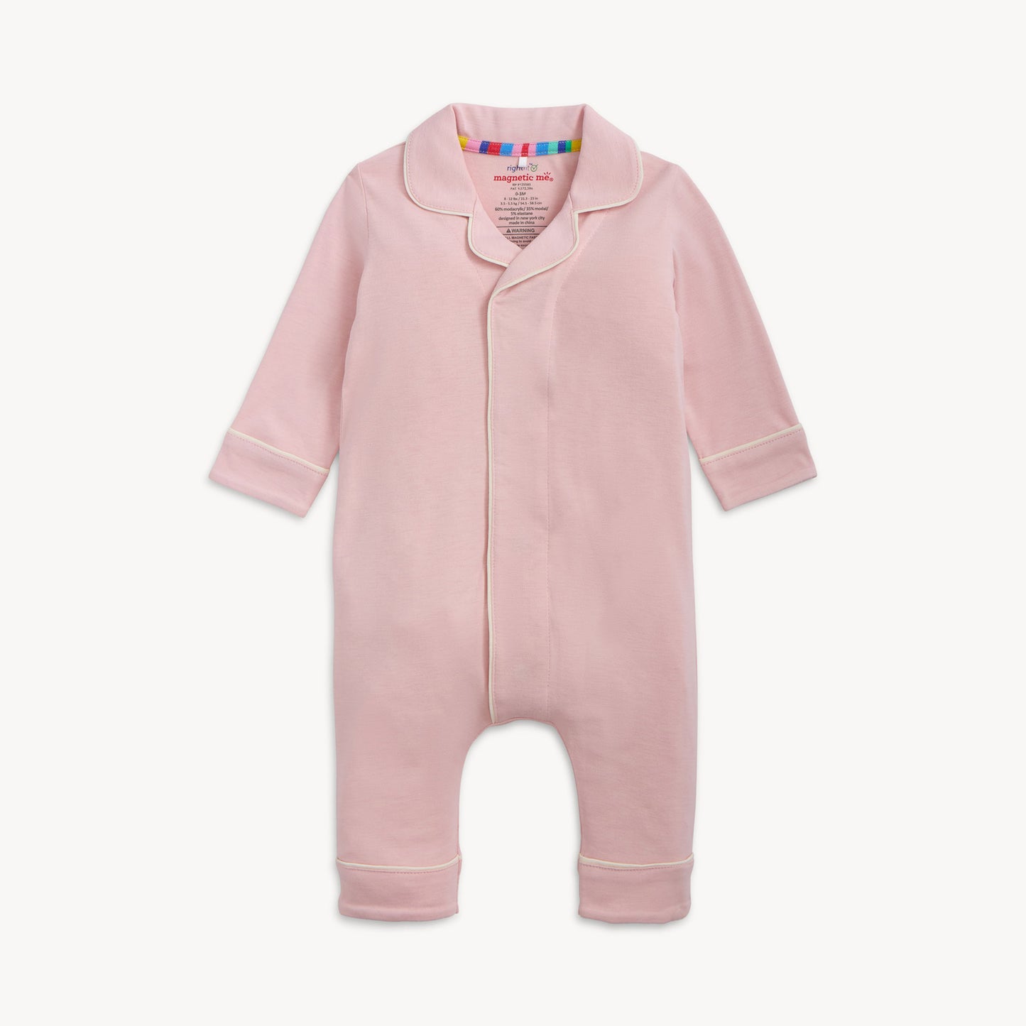 Magnetic Me Blush Pink Right Right Magnet Pant Romper with Piping