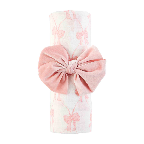 Mudpie Bow Swaddle & Headband Set
