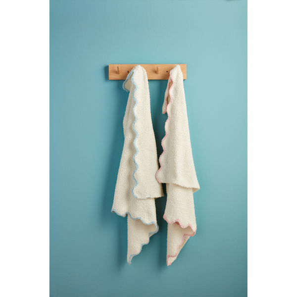 MudPie Scallop Chenille Blanket (Pink/Blue)